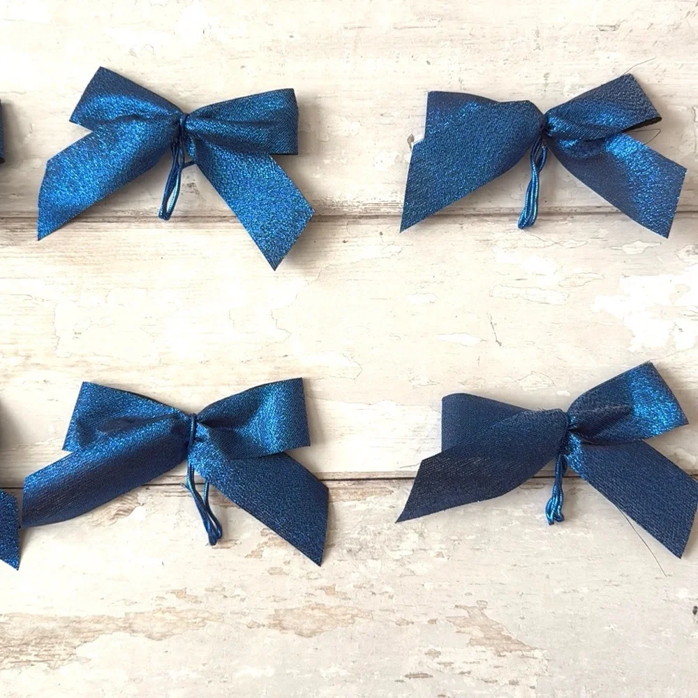 Blue Glitter 12ct Holiday 6in Christmas Hannakuh Bows Decor Decorations NEW